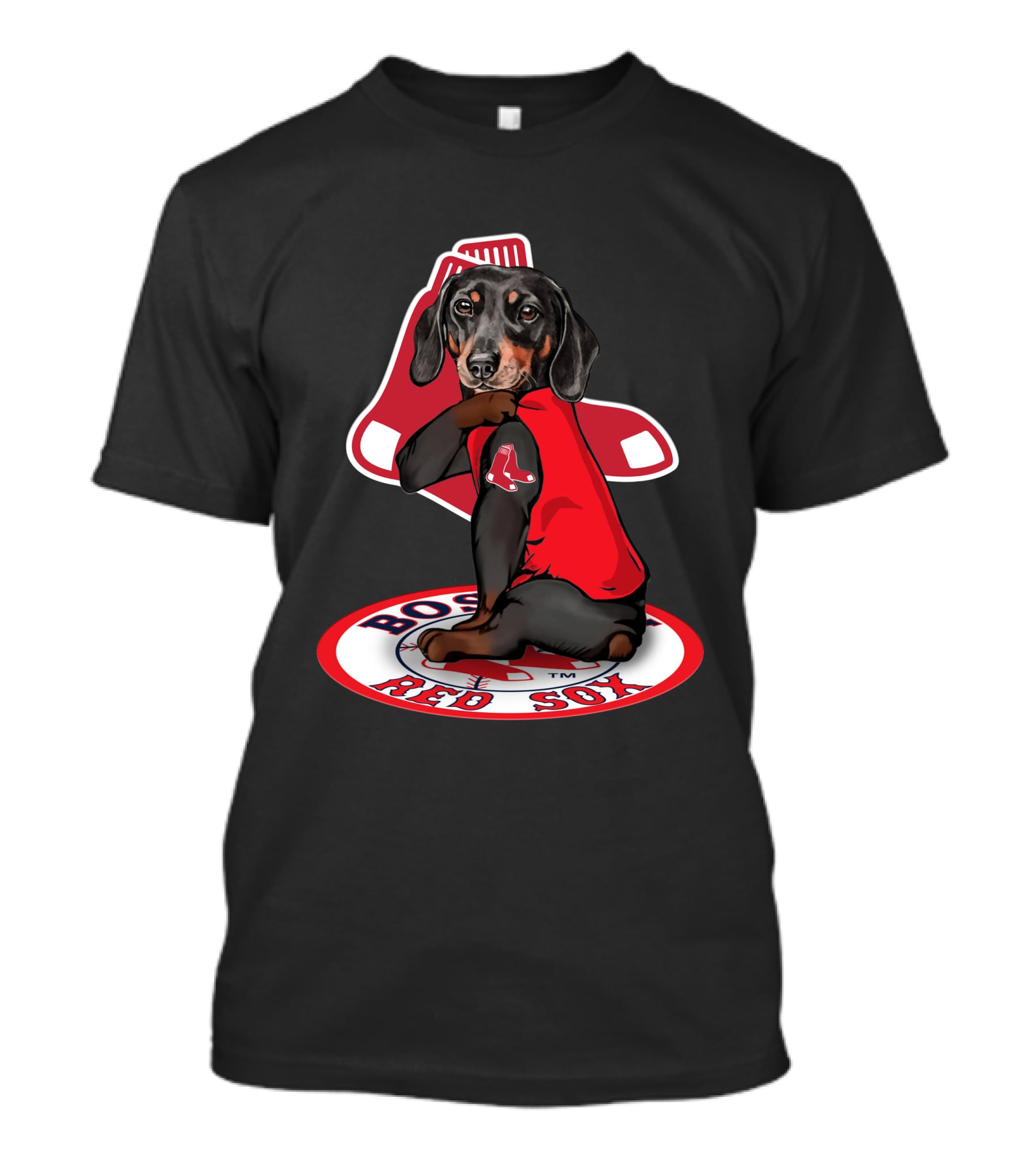 Boston Red Sox Dachshund Sitting On Logo Sox Shirt T-Shirt