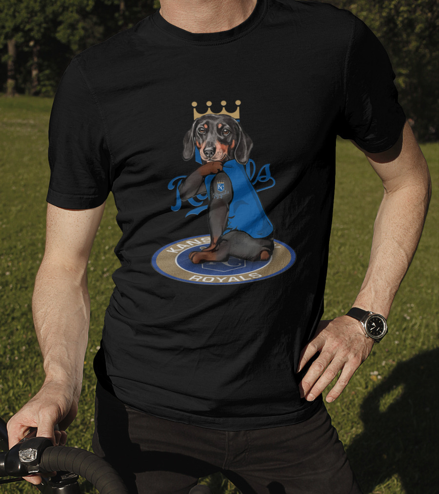 Kansas City Royals Dachshund With Crown And Jersey T-Shirt