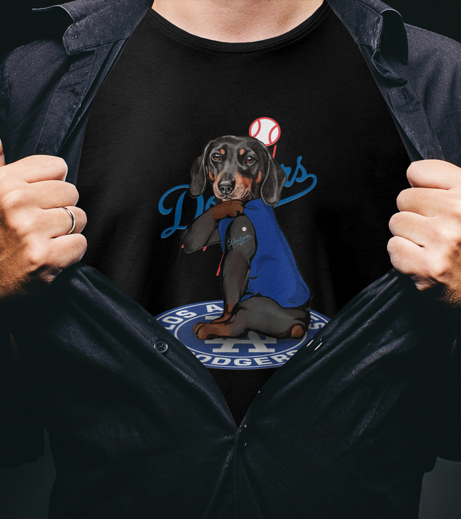Los Angeles Dodgers Dachshund Baseball Team T-Shirt