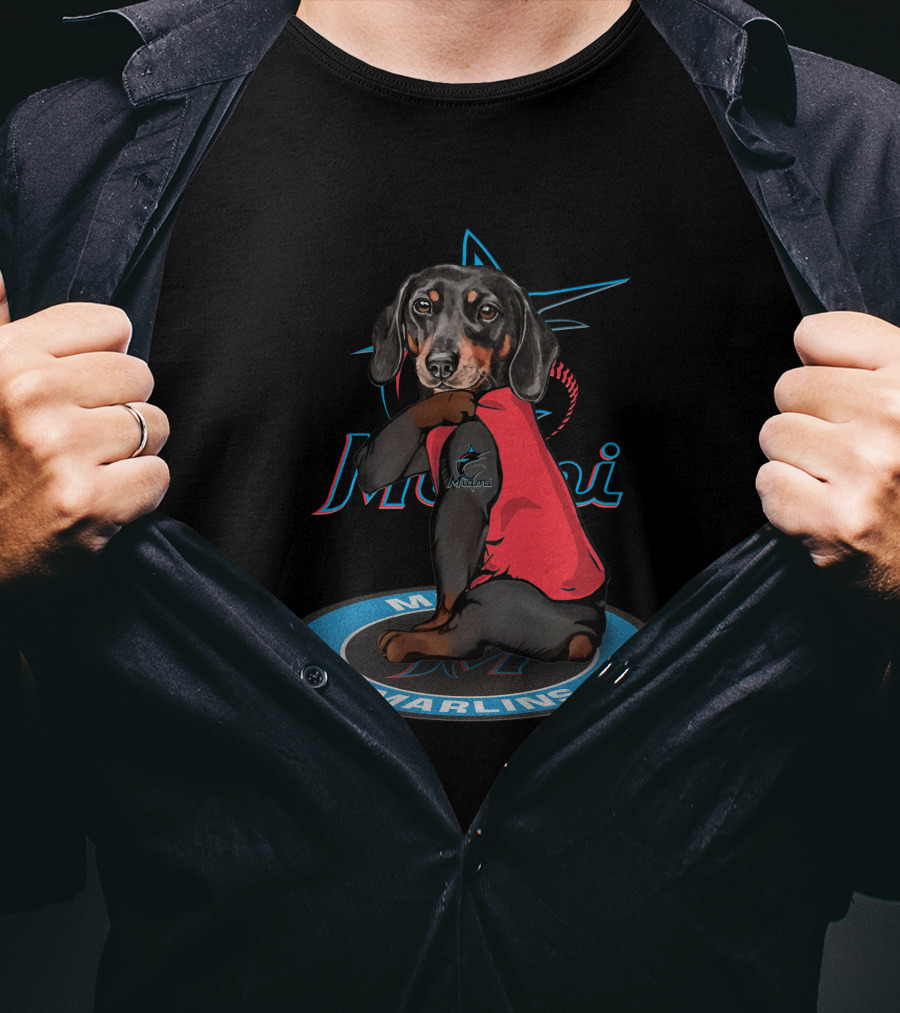 Miami Marlins Dog With Baseball And Team T-Shirt