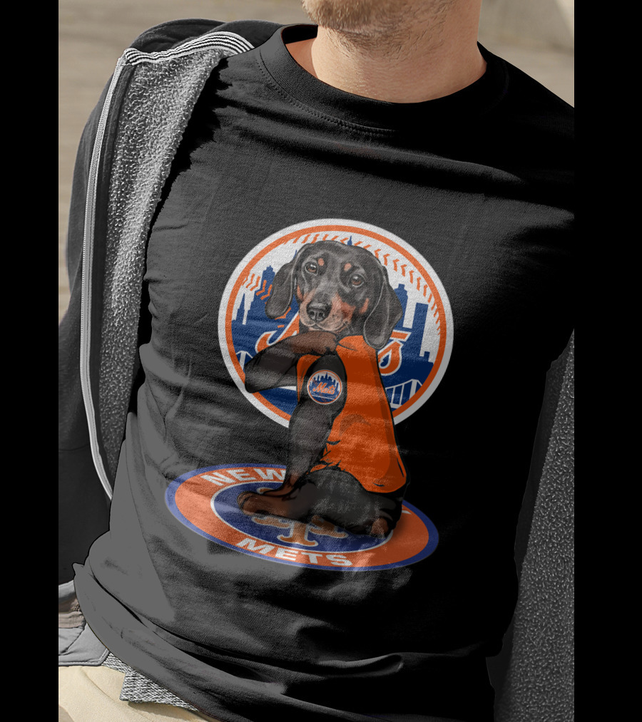 New York Mets Dachshund Orange Jersey T-Shirt