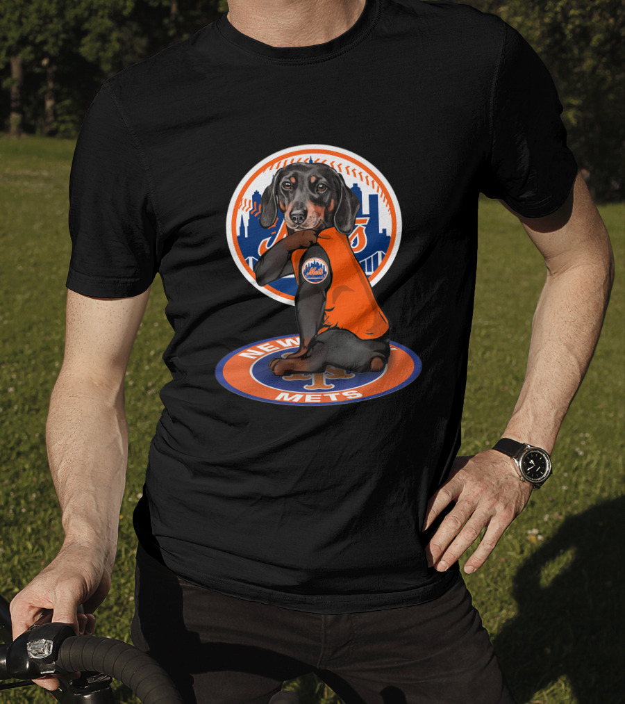 New York Mets Dachshund Orange Jersey T-Shirt