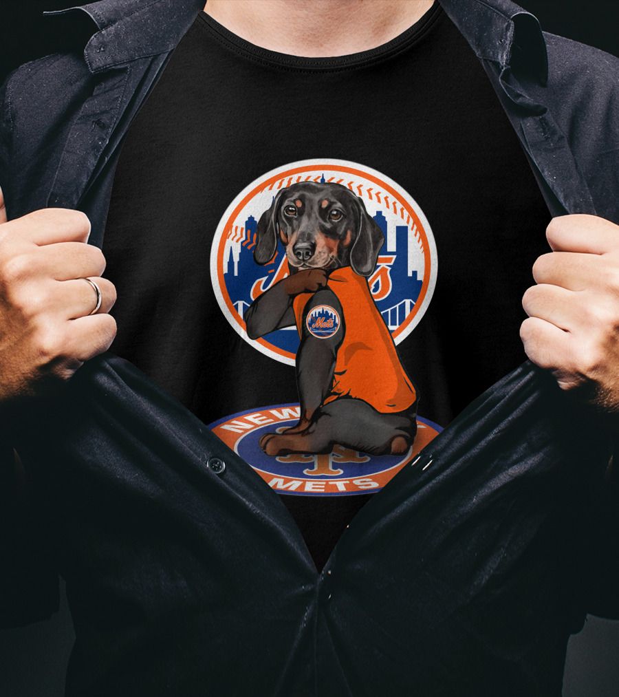 New York Mets Dachshund Orange Jersey T-Shirt