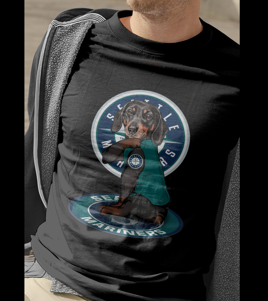 Seattle Mariners Dachshund Sitting On T-Shirt