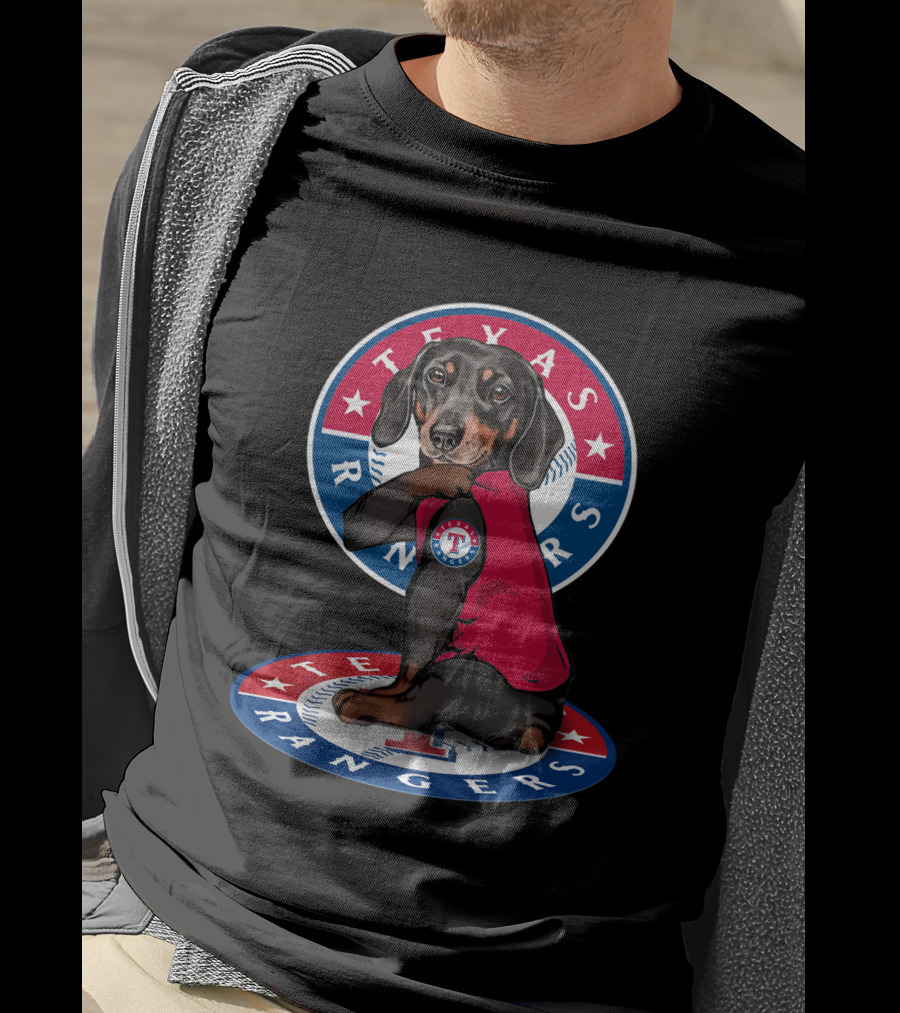 Texas Rangers Dachshund Baseball T-Shirt