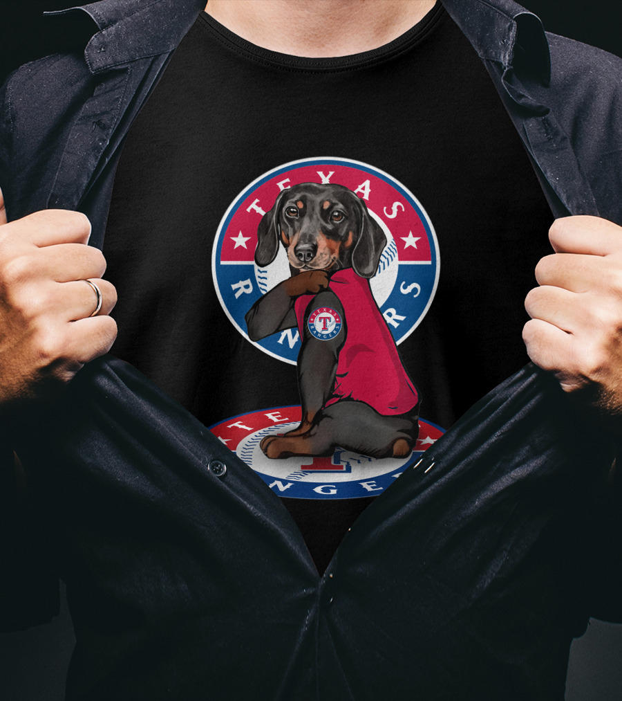 Texas Rangers Dachshund Baseball T-Shirt