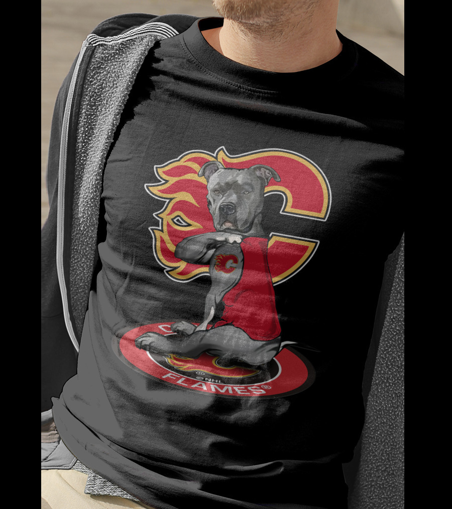 Calgary Flames Dog Logo Nhl T-Shirt