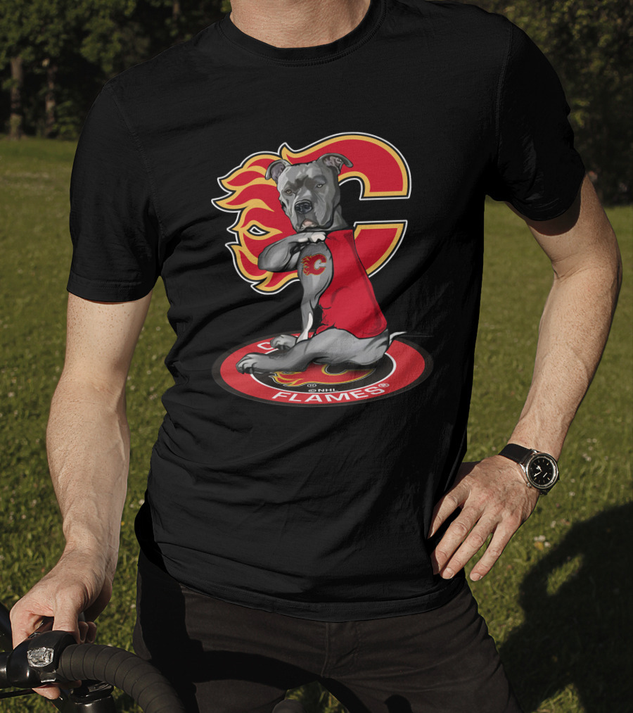 Calgary Flames Dog Logo Nhl T-Shirt