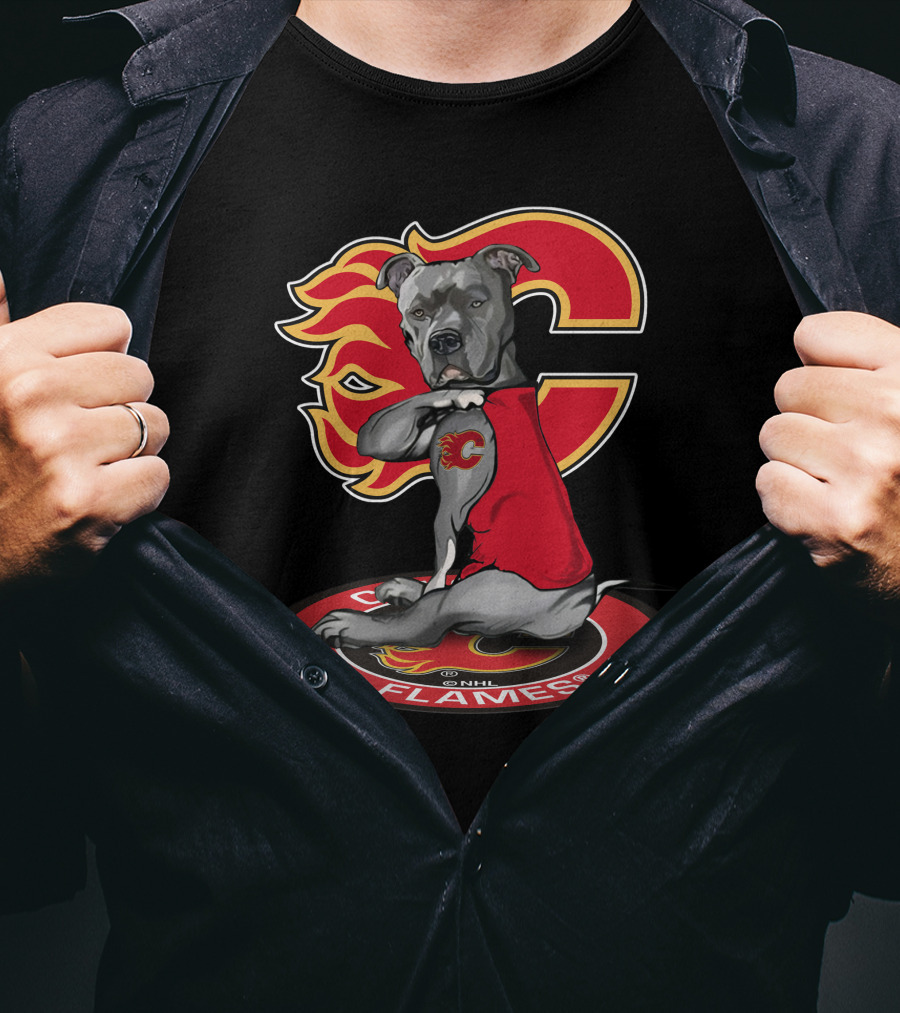 Calgary Flames Dog Logo Nhl T-Shirt