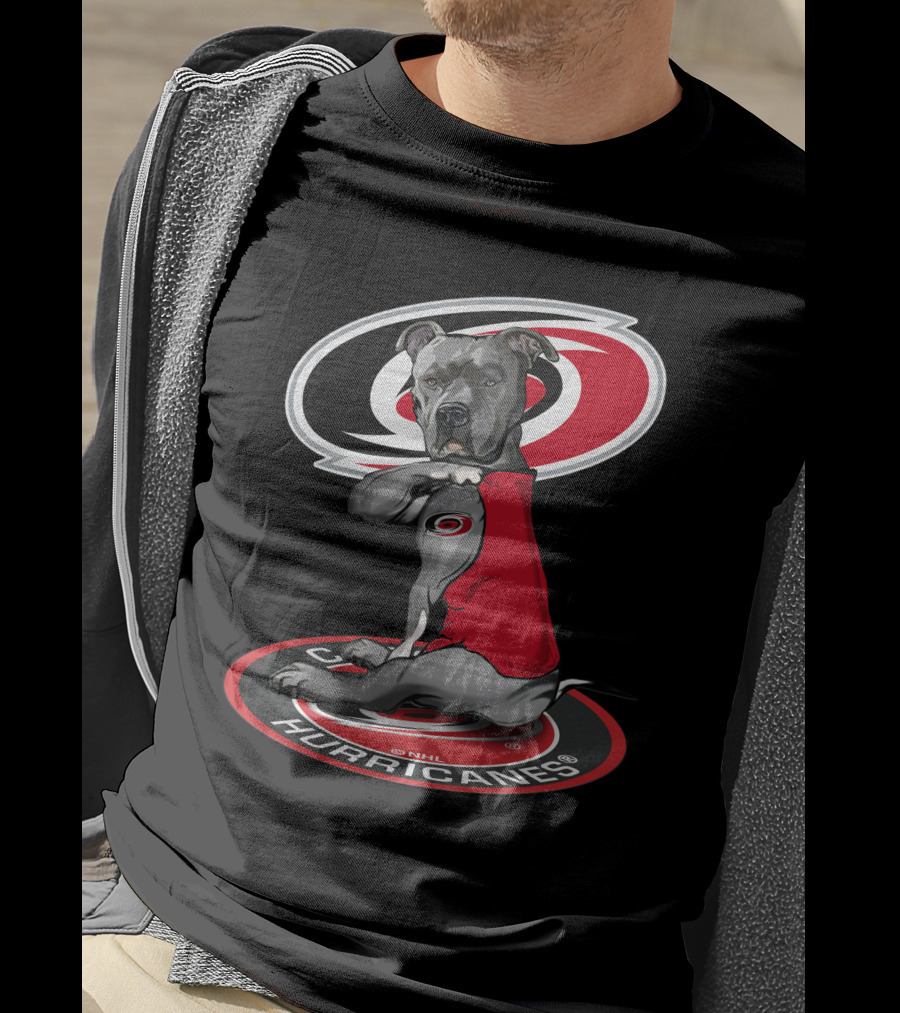 Carolina Hurricanes Dog With Logo Red And Black T-Shirt