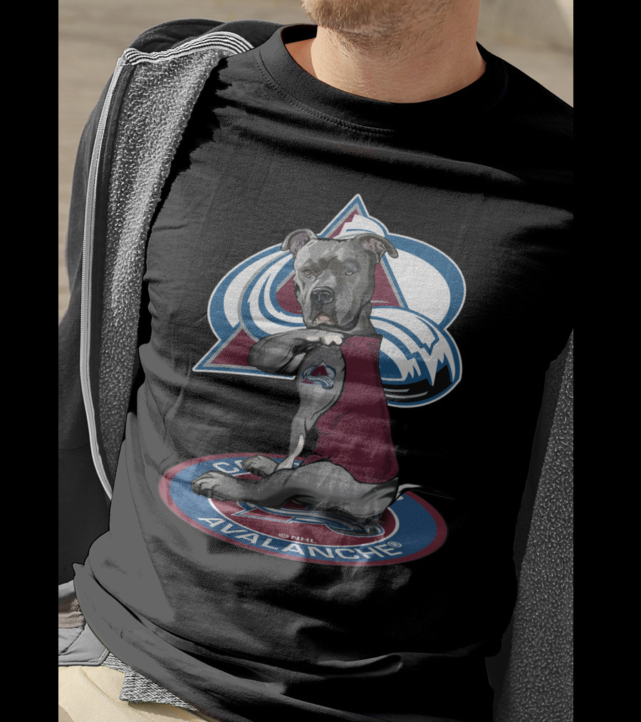 Colorado Avalanche Dog With Team Logo Tattoo And Jersey Nhl T-Shirt