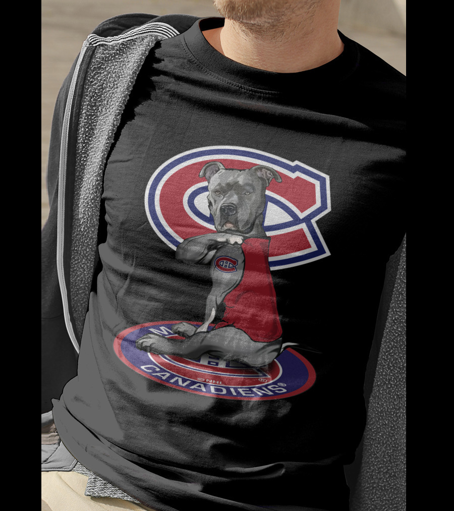 16 Montreal Canadiens Dog With Logo And Jersey T-Shirt