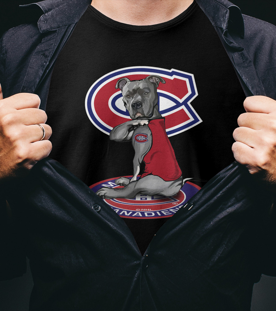 16 Montreal Canadiens Dog With Logo And Jersey T-Shirt
