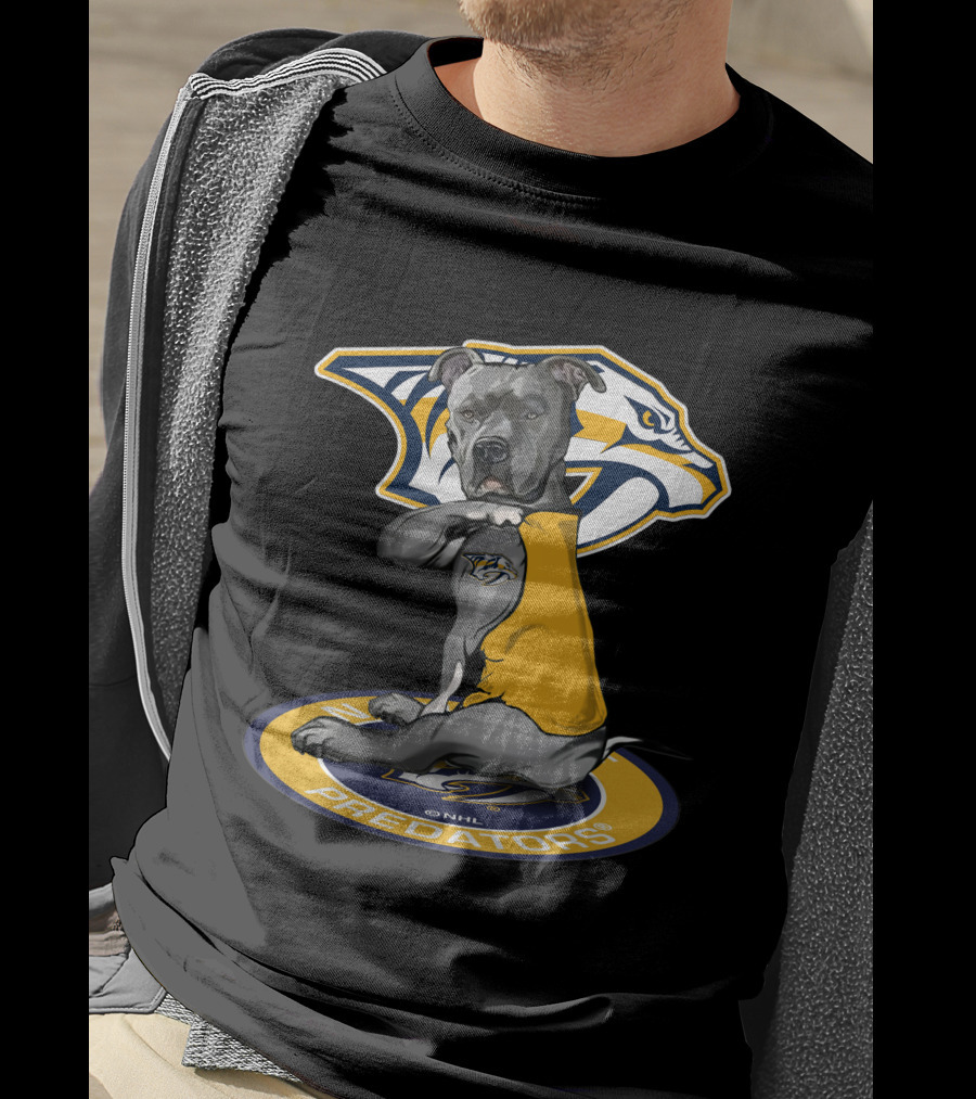 Nashville Predators Dog With Logo And NHL Branding T-Shirt