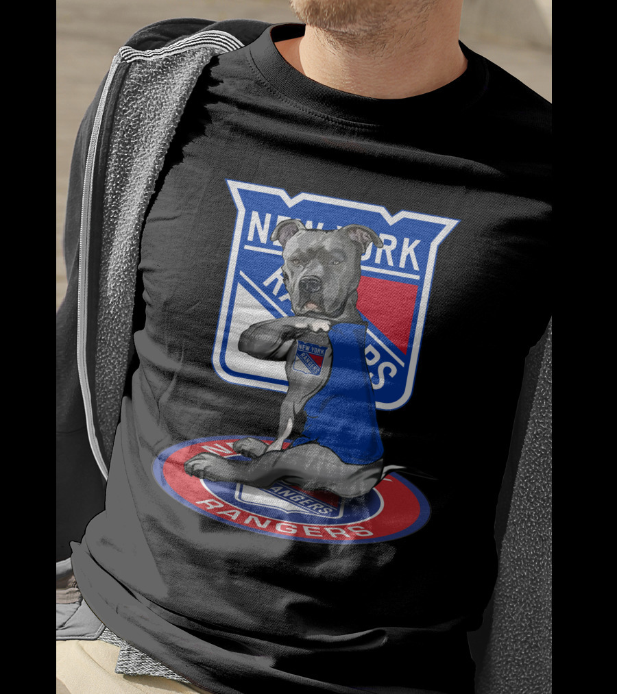 New York Rangers Dog Wearing Blue Jersey T-Shirt