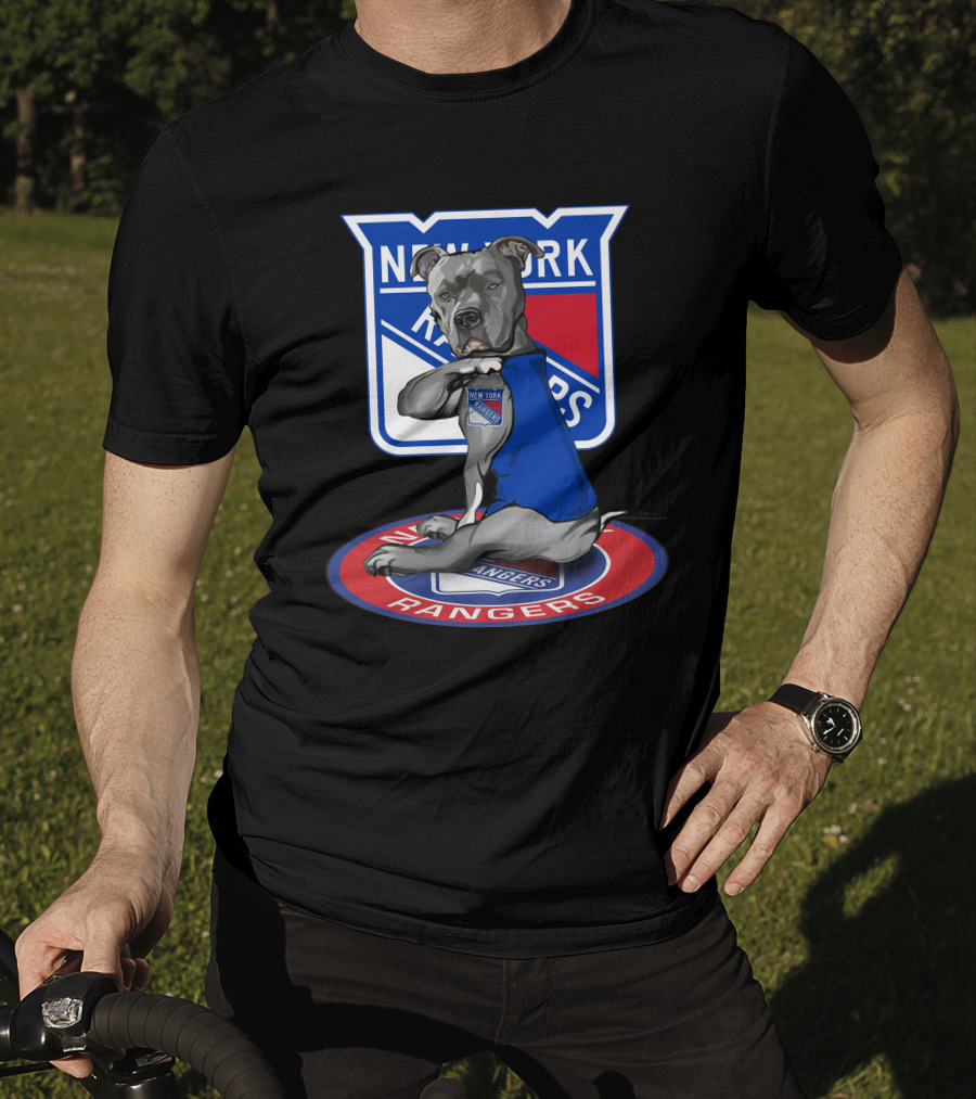 New York Rangers Dog Wearing Blue Jersey T-Shirt