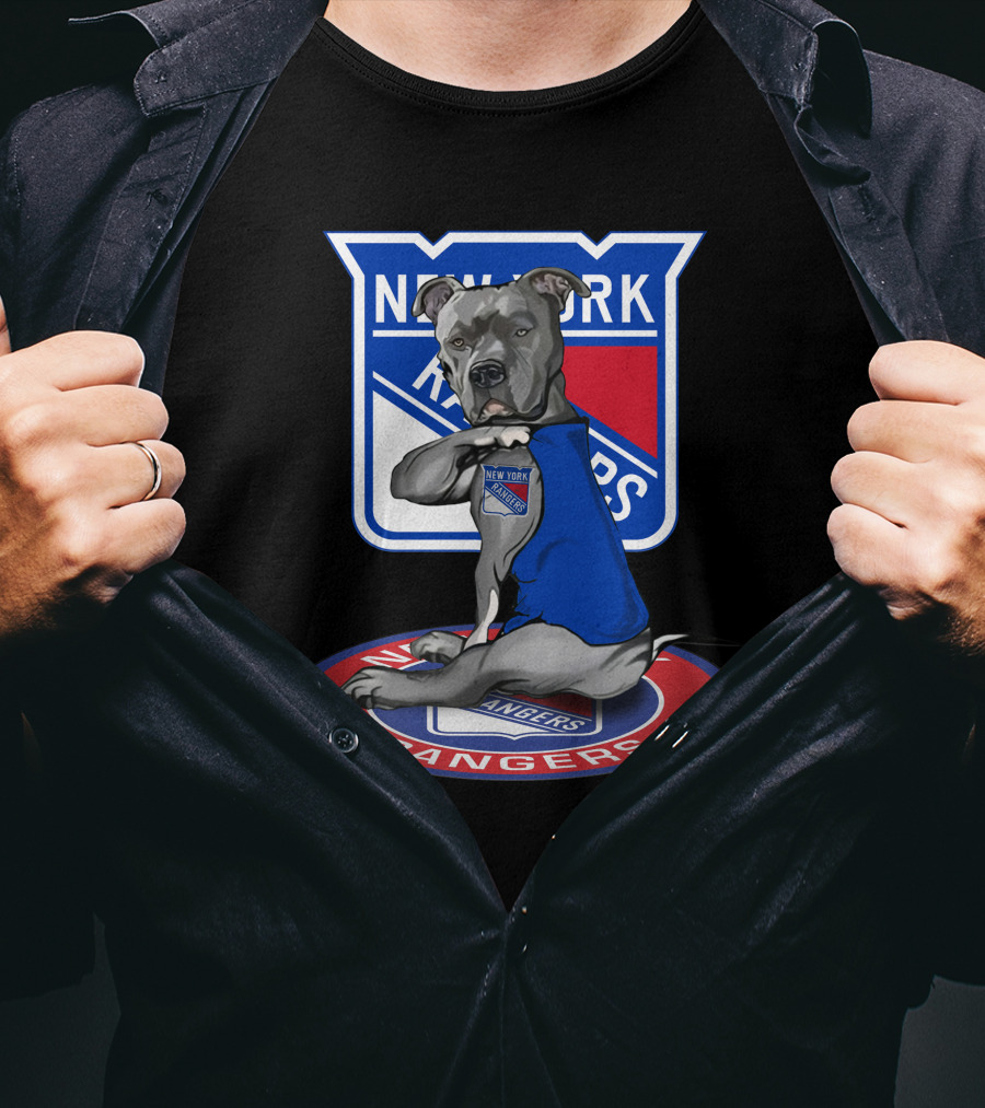 New York Rangers Dog Wearing Blue Jersey T-Shirt