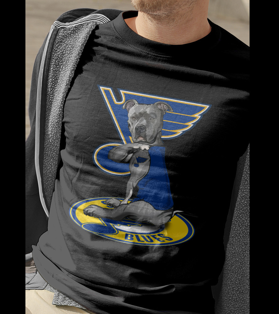 St Louis Blues Dog In Blue Jersey On Hockey T-Shirt