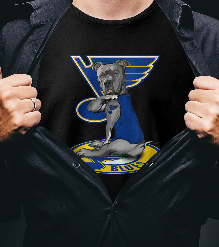 St Louis Blues Dog In Blue Jersey On Hockey T-Shirt