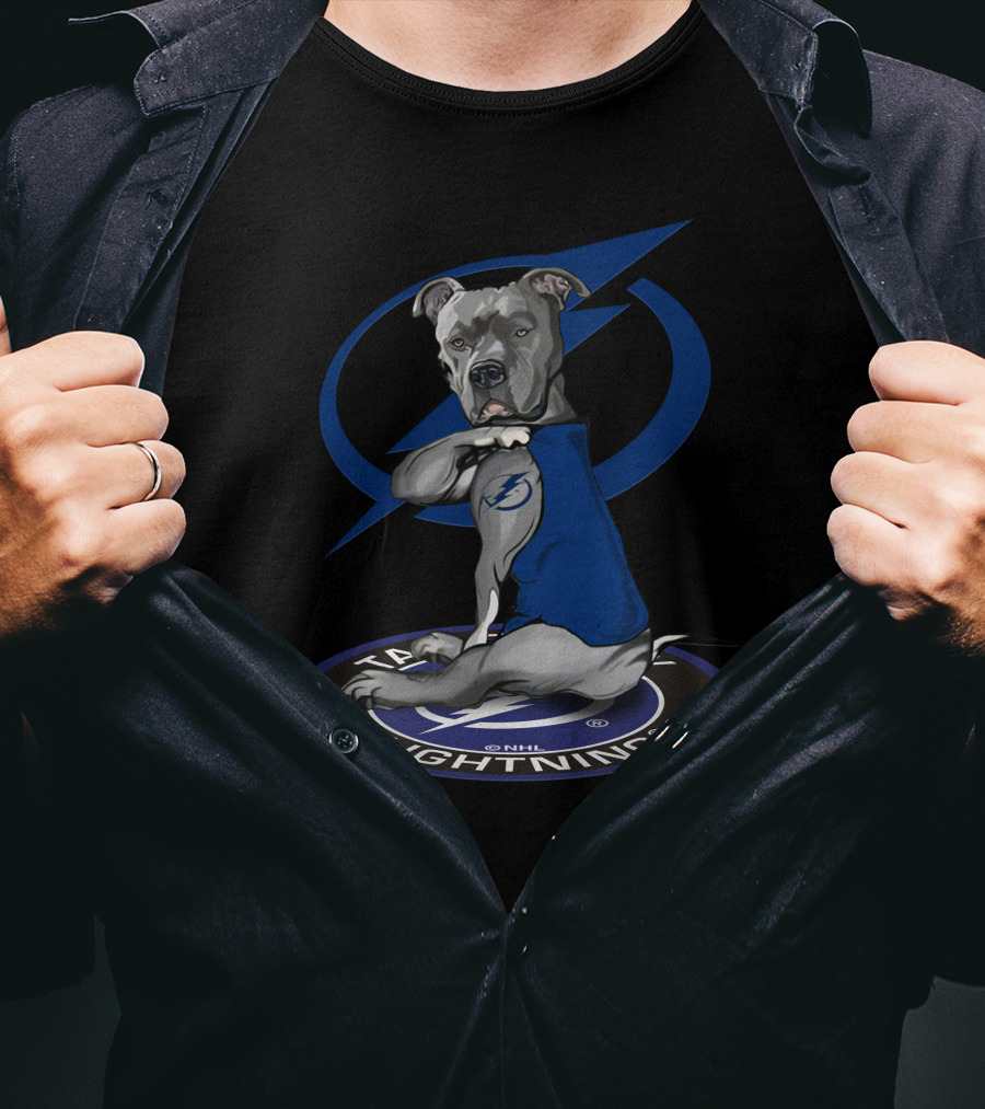 Tampa Bay Lightning Pitbull With Logo Tattoo T-Shirt