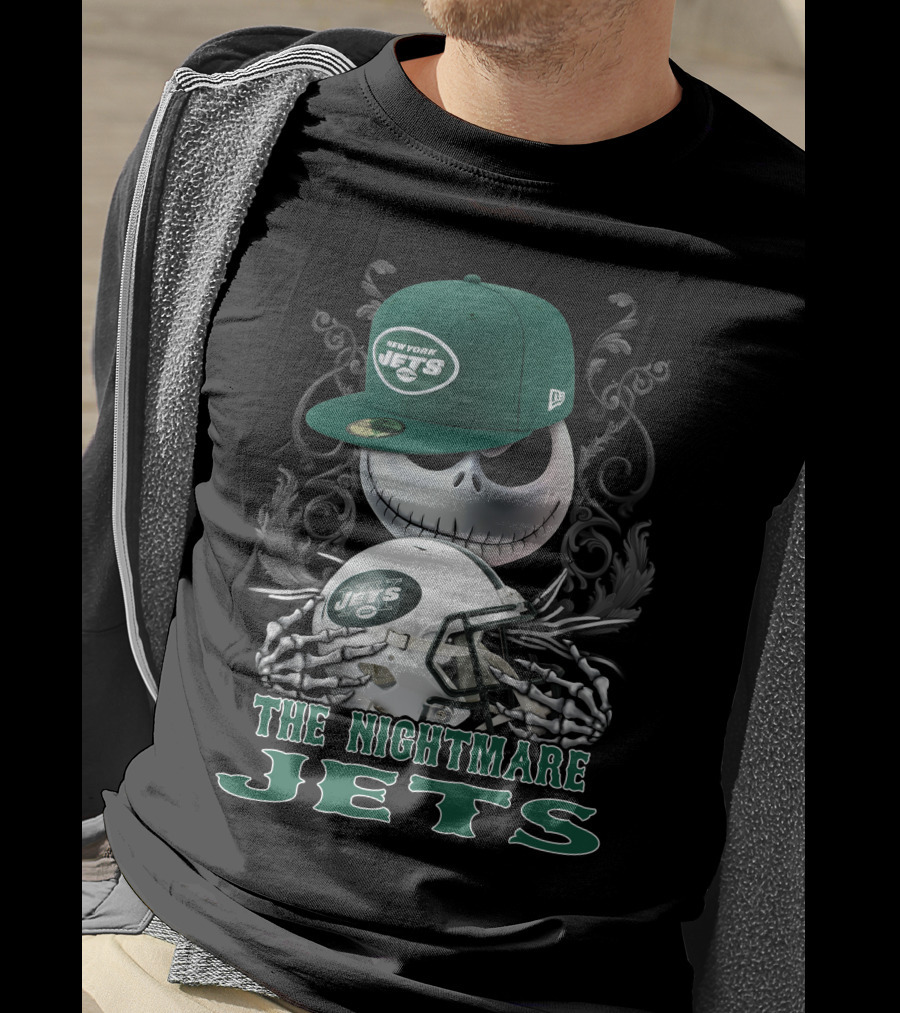 New York Jets The Nightmare Skellington Helmet T-Shirt