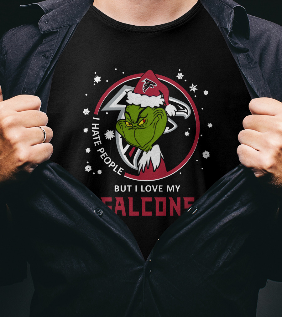 I Hate People But I Love My Atlanta Falcons Grinch Holiday T-Shirt