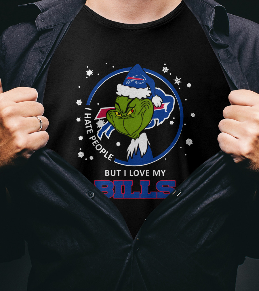 I Hate People But I Love My Bills Buffalo Bills Grinch Christmas T-Shirt