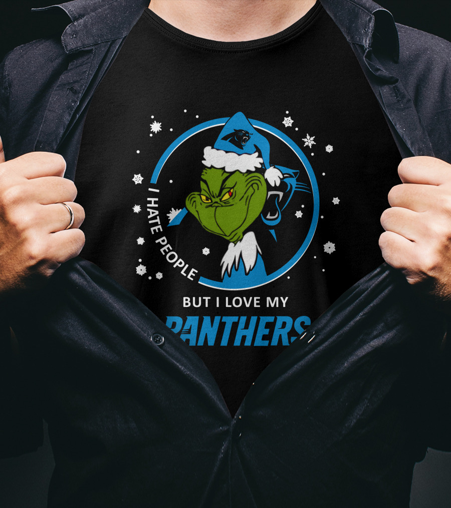 I Hate People But I Love My Panthers Grinch Carolina Panthers T-Shirt
