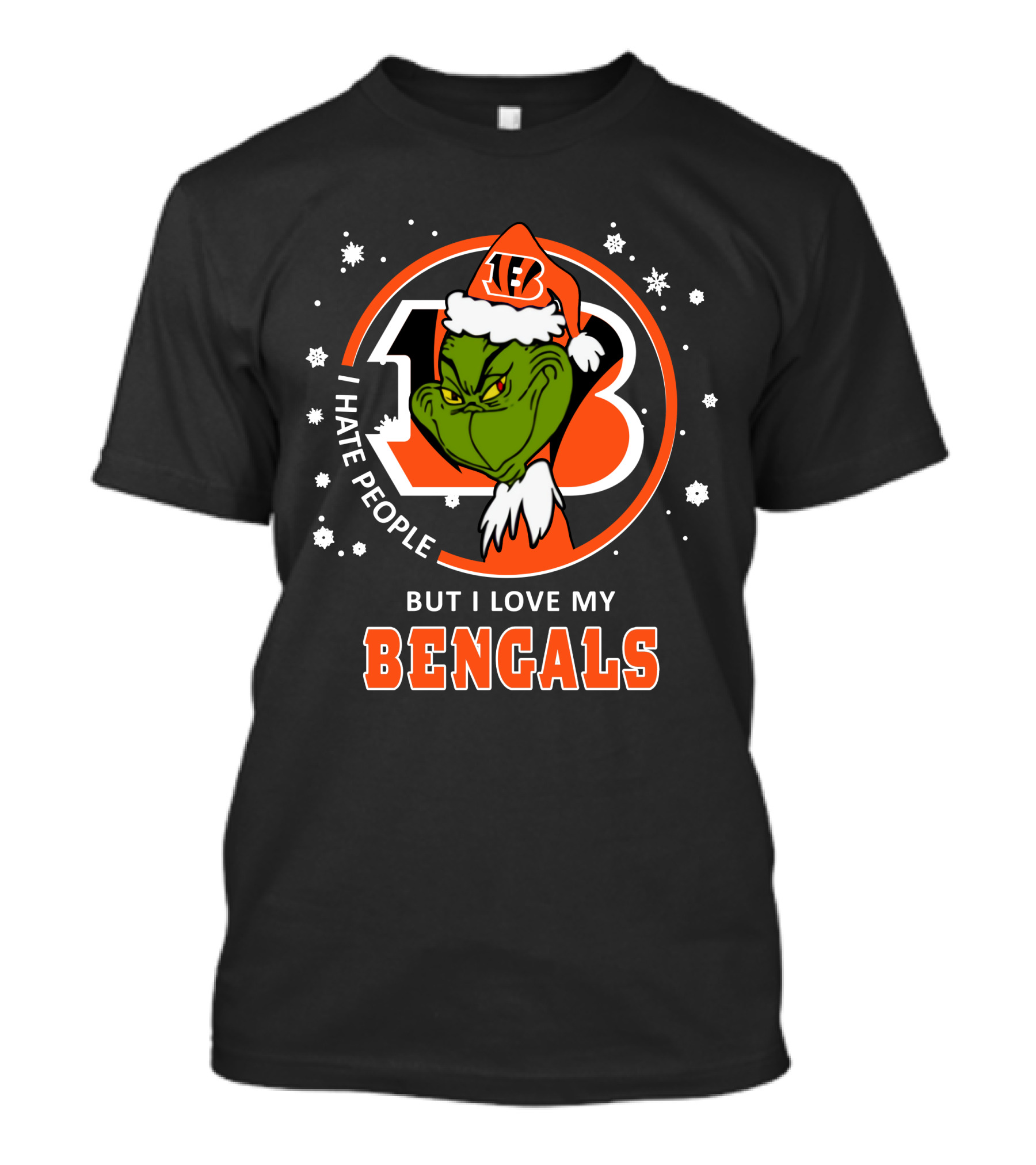 I Hate People But I Love My Bengals Ds004-07-Cincinnati Bengals Grinch Christmas Edition T-Shirt
