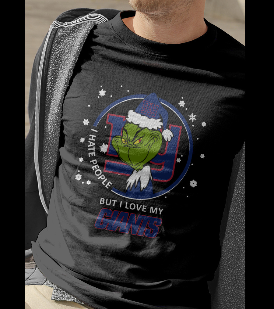 I Hate People But I Love My New York Giants Grinch Snowflakes T-Shirt