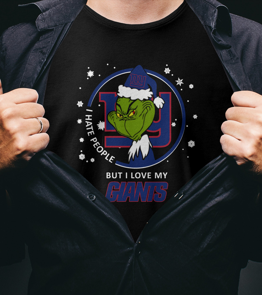 I Hate People But I Love My New York Giants Grinch Snowflakes T-Shirt