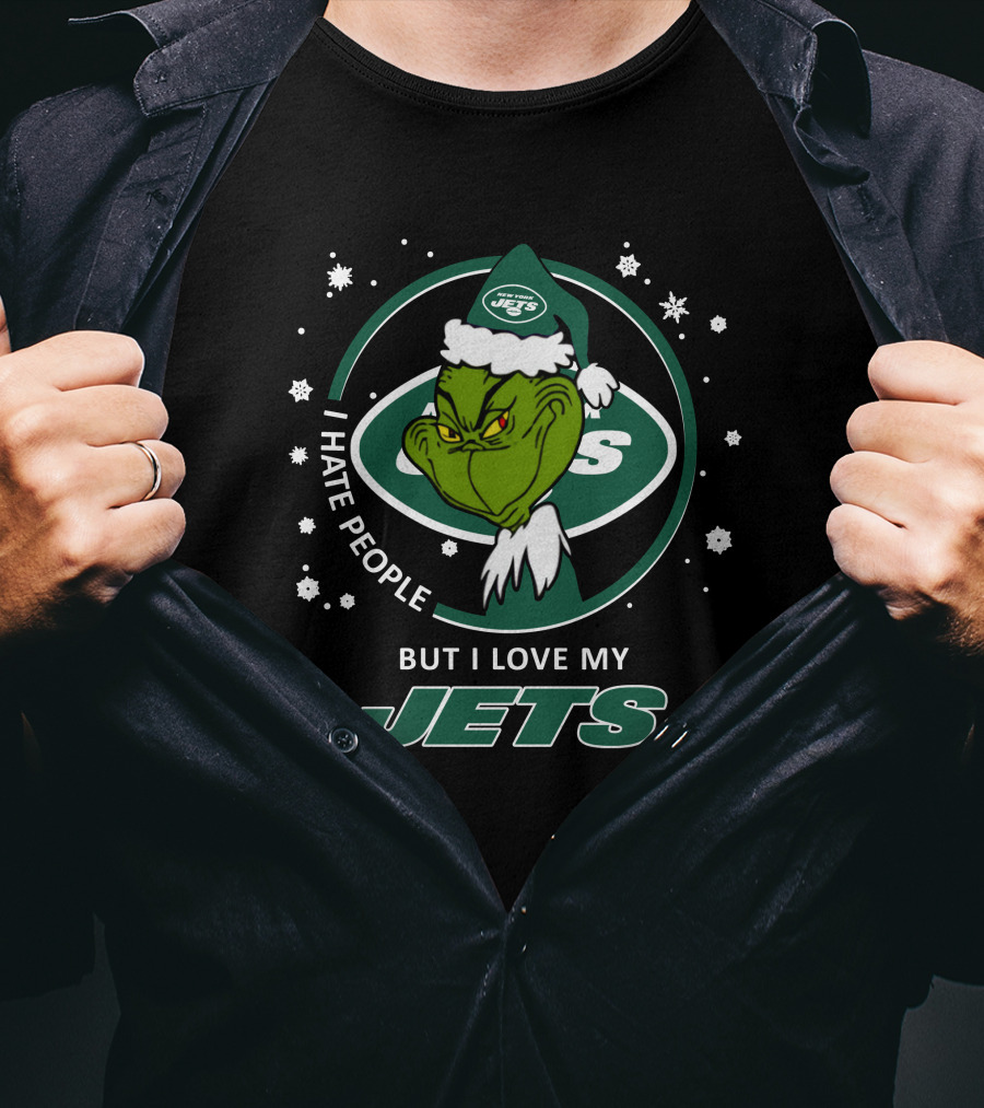 I Hate People But I Love My New York Jets Grinch T-Shirt