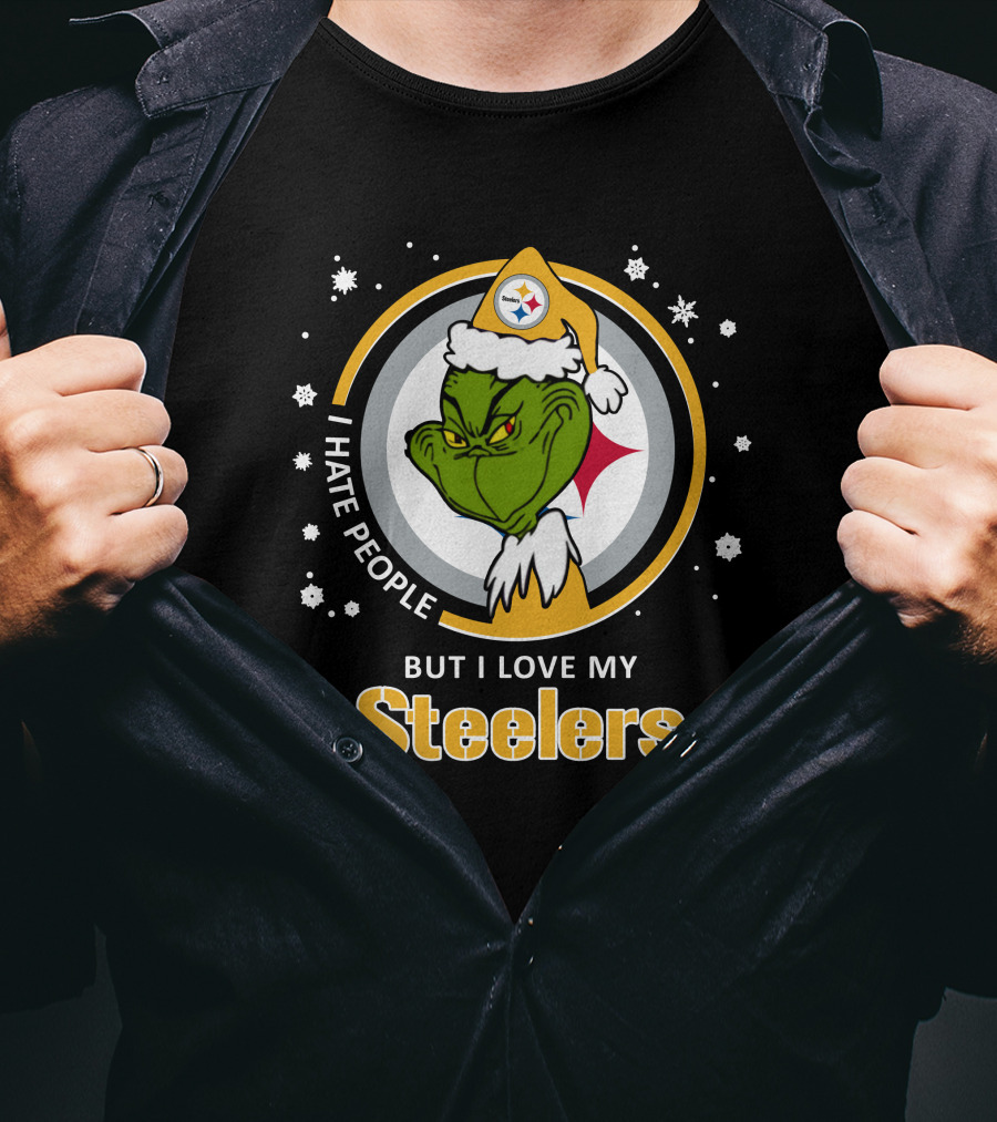 I Hate People But I Love My Pittsburgh Steelers Grinch T-Shirt