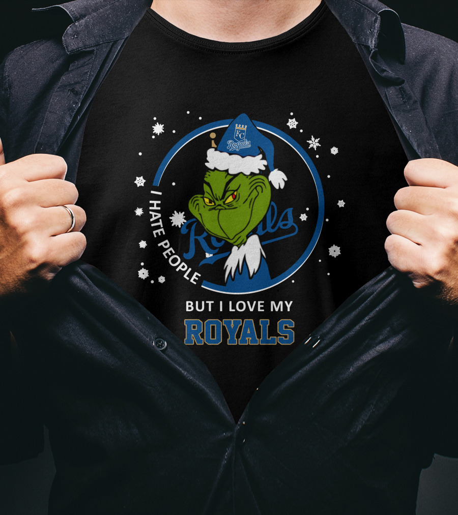 I Hate People But I Love My Kansas City Royals Grinch Holiday Theme T-Shirt