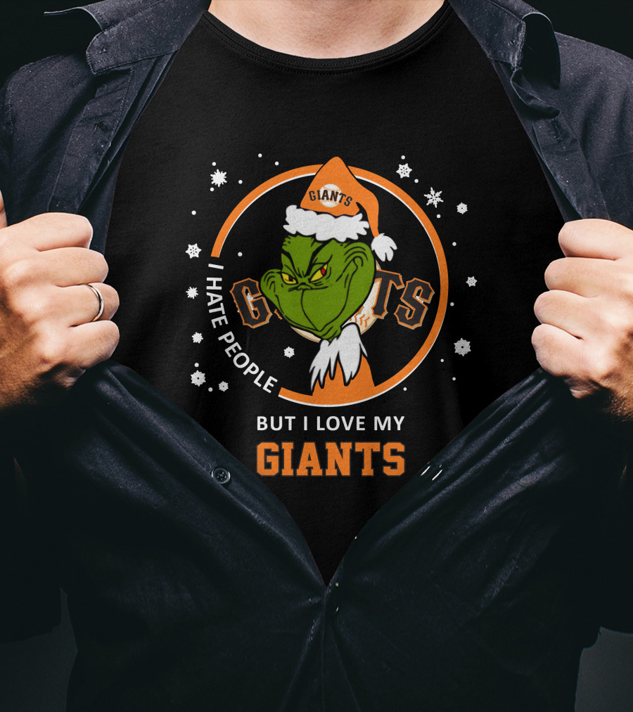 I Hate People But I Love My San Francisco Giants Grinch Holiday T-Shirt