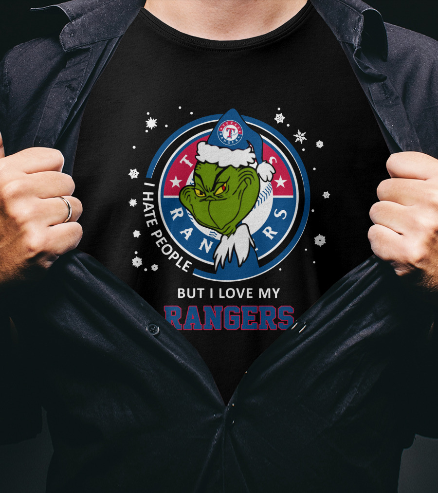 Texas Rangers Grinch I Hate People But I Love My Rangers T-Shirt