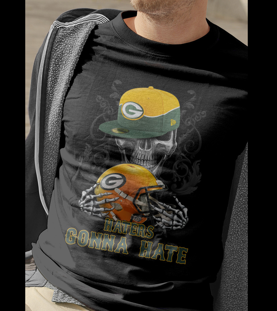 Haters Gonna Hate Green Bay Packers Skull Helmet Cap T-Shirt