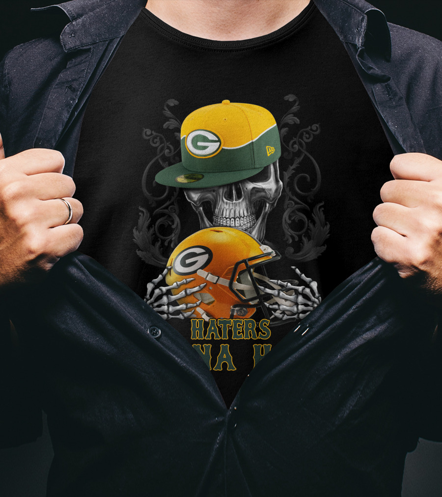 Haters Gonna Hate Green Bay Packers Skull Helmet Cap T-Shirt