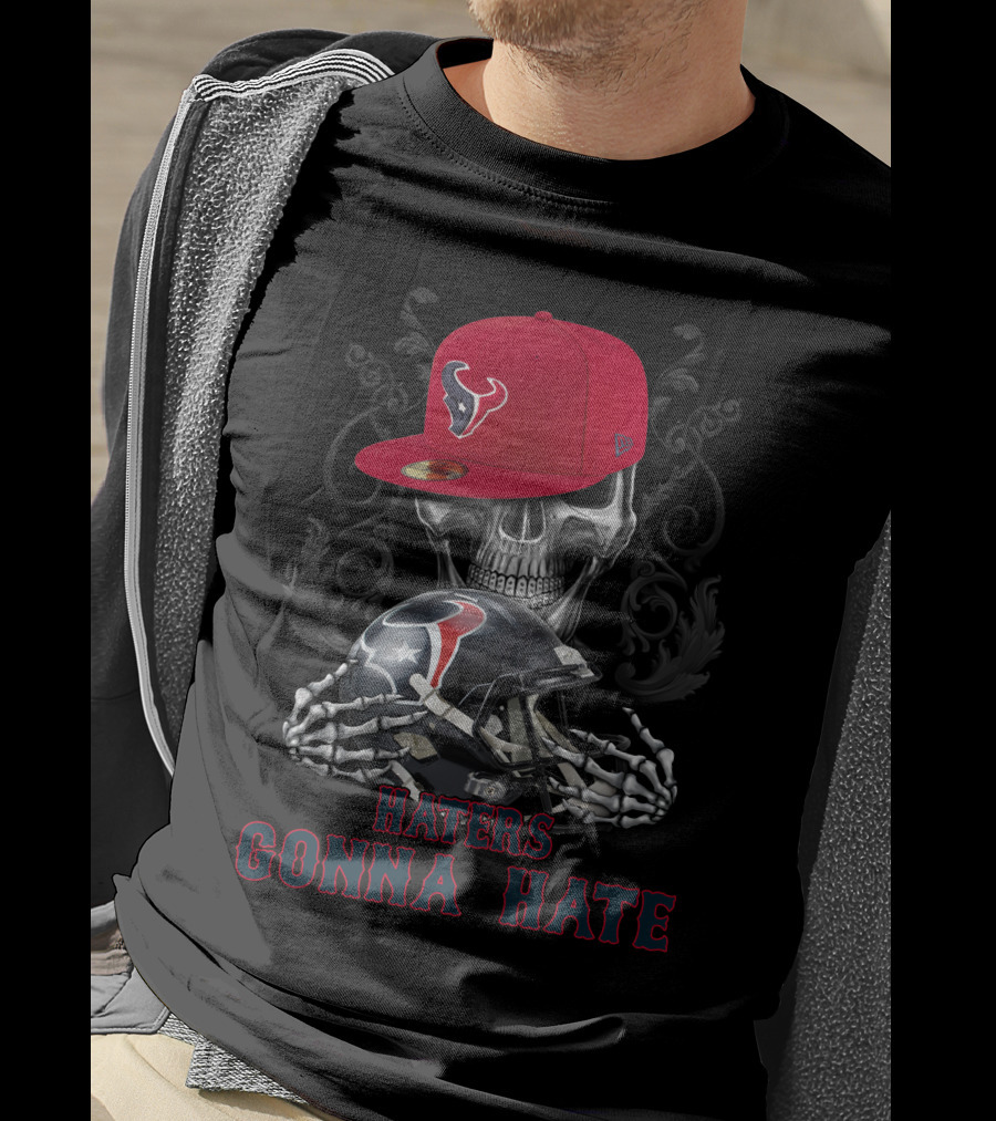 Haters Gonna Hate Ds001-13 Houston Texans Skull Helmet And Cap T-Shirt