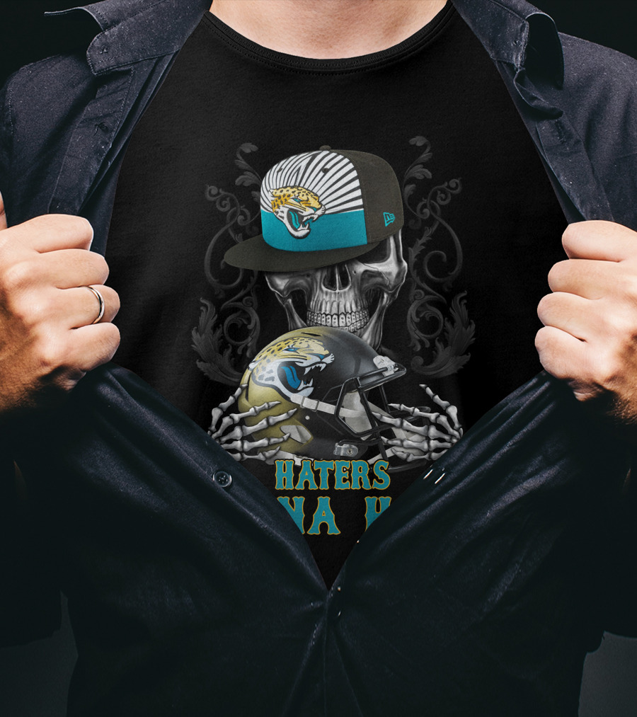 Jacksonville Jaguars Haters Gonna Hate Skull Helmet Cap T-Shirt
