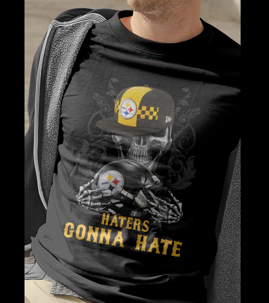 Haters Gonna Hate Pittsburgh Steelers Skull With Helmets T-Shirt