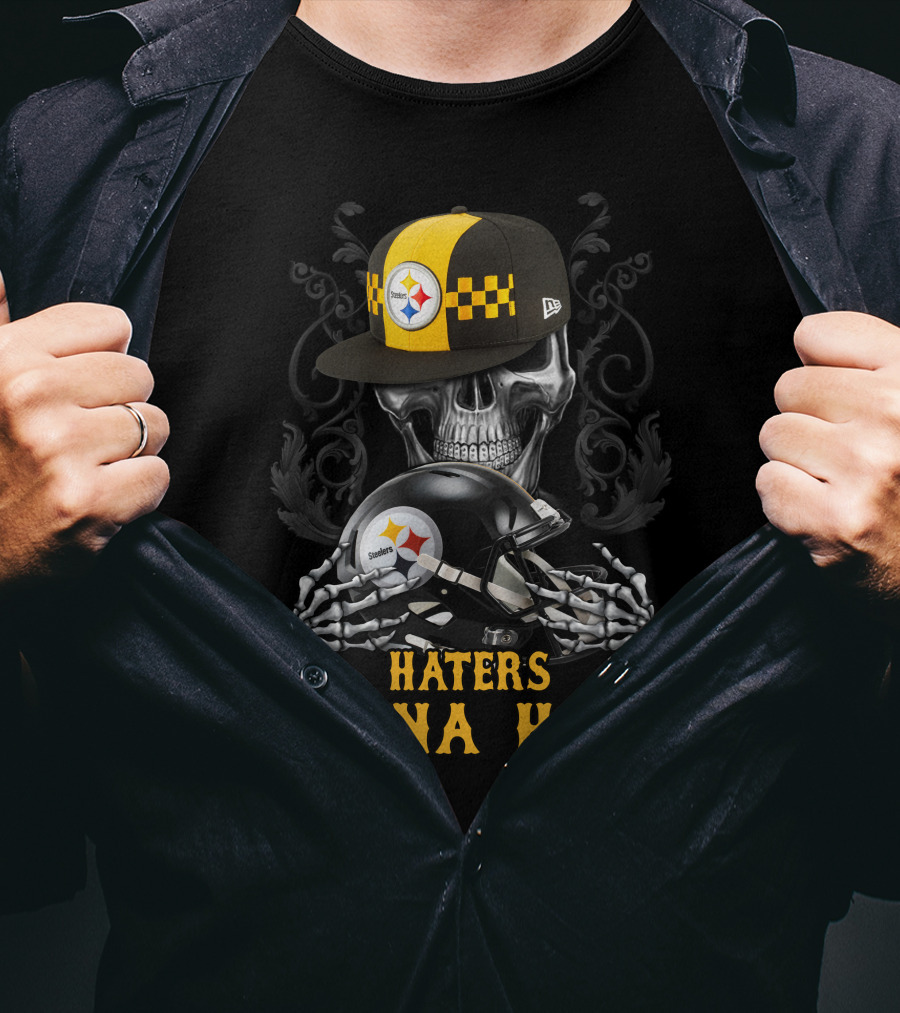 Haters Gonna Hate Pittsburgh Steelers Skull With Helmets T-Shirt