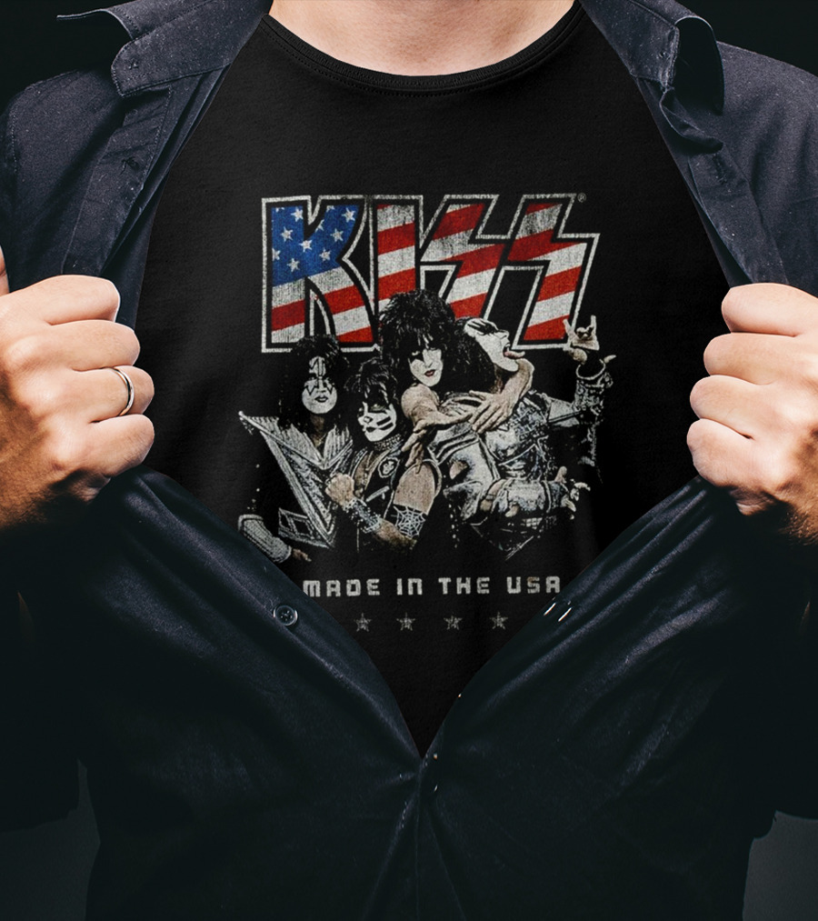 KISS Made In The USA Stars And Stripes Band Members T-Shirt