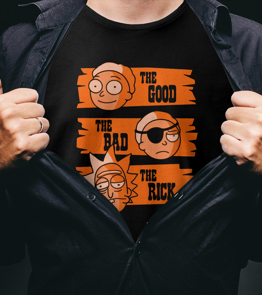 The Good The Bad The Rick Faces Iconic T-Shirt