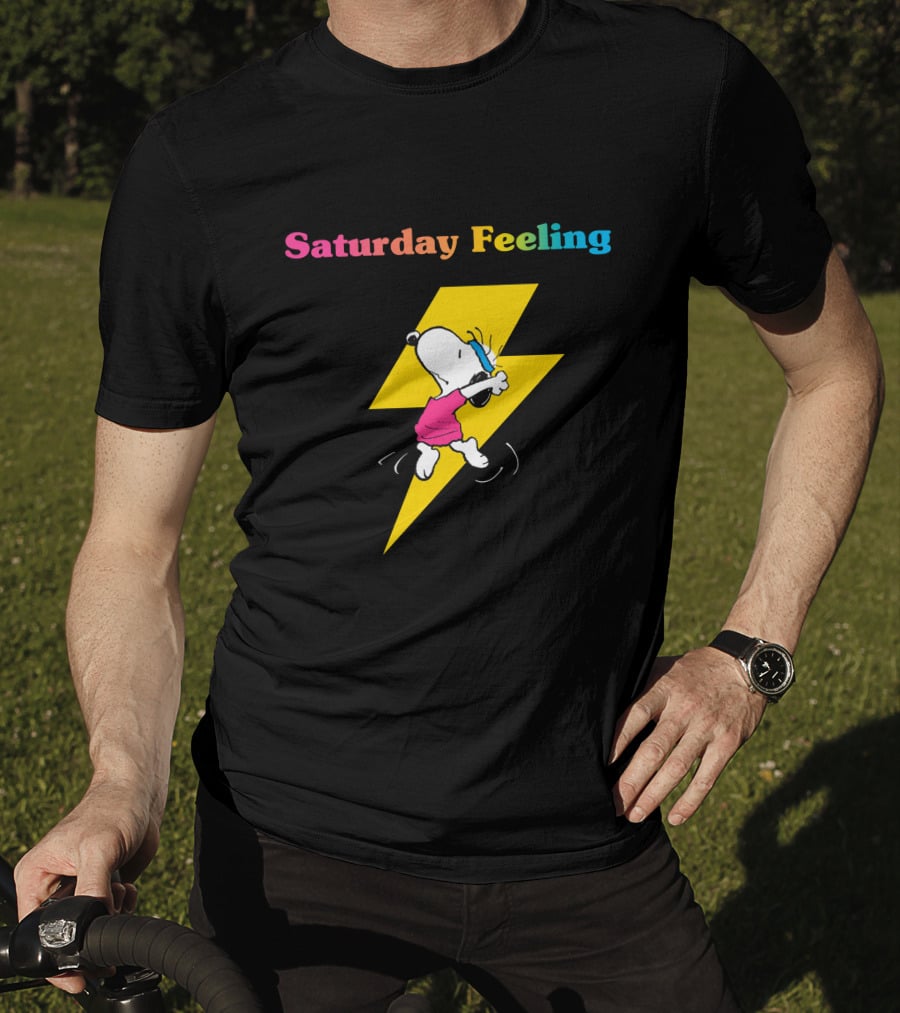 Saturday Feeling Snoopy Dancing Lightning Bolt T-Shirt