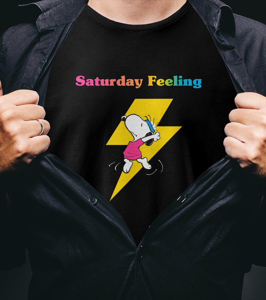 Saturday Feeling Snoopy Dancing Lightning Bolt T-Shirt