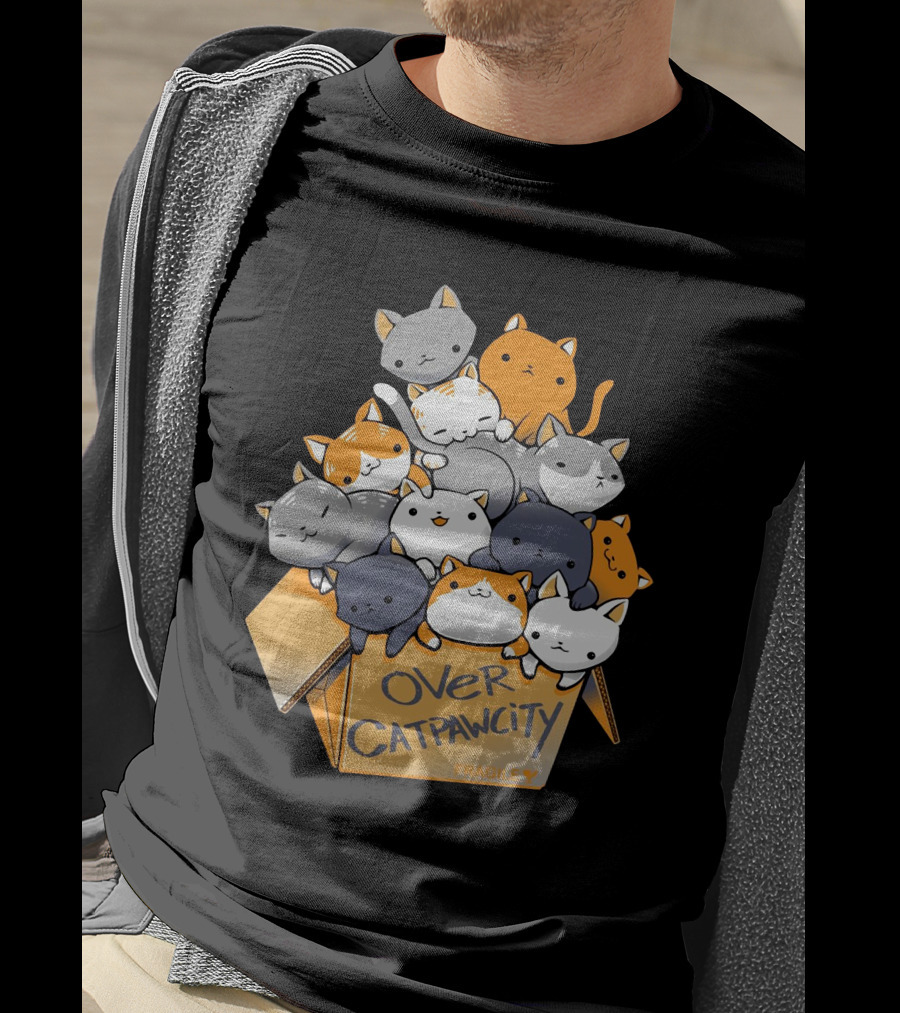 Over Catpawcity Cats In A Box Fragile T-Shirt