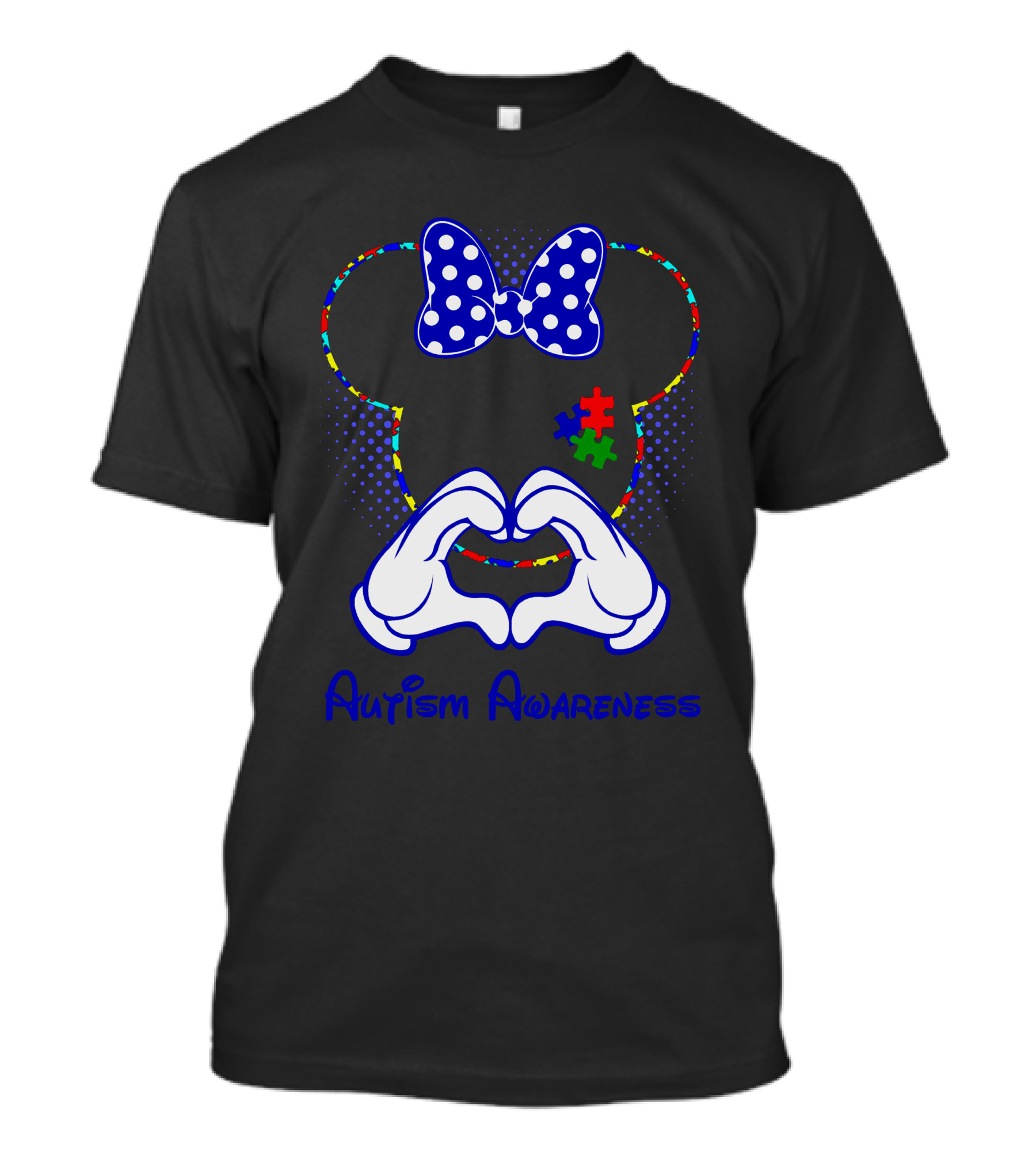 Autism Awareness Minnie Mouse Puzzle Heart Hands T-Shirt