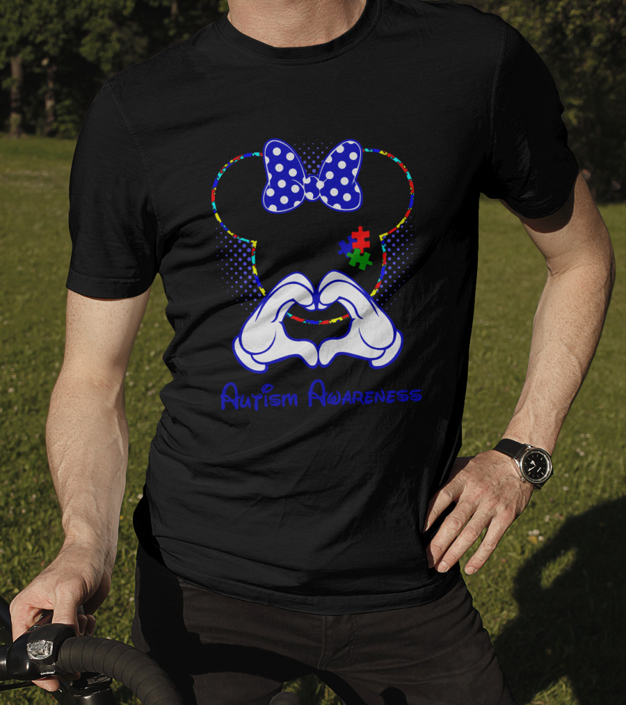 Autism Awareness Minnie Mouse Puzzle Heart Hands T-Shirt