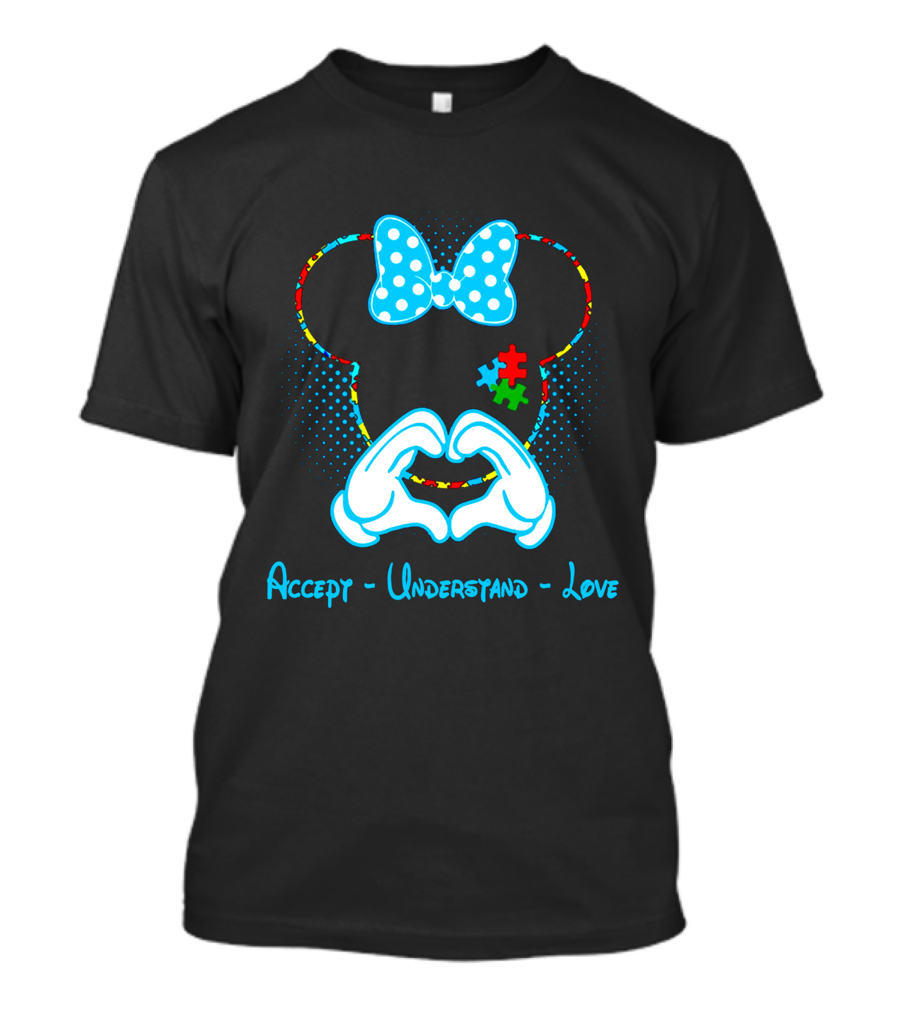 Minnie Mouse Puzzle Bow Accept Understand Love Autism Awareness T-Shirt